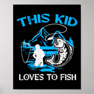 Poster Enfants Cet Enfant Aime Pêcher Mignons Garçons Fil