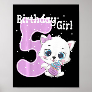 Poster Enfants Chat 5Anniversaire Chemise Filles Kitten A