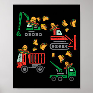 Poster Enfants Construction Camion Bulldozer Cinco De May
