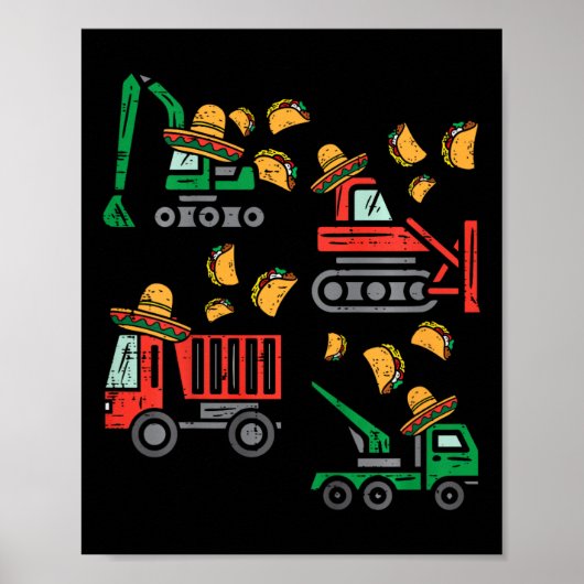 Poster Enfants Construction Camion Bulldozer Cinco De May (Devant)