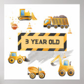 Poster Enfants construction mignonne Anniversaire (Devant)