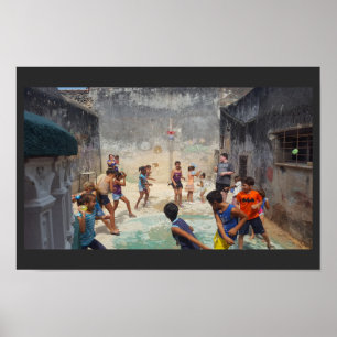 Poster Enfants cubains avec ballons d'eau