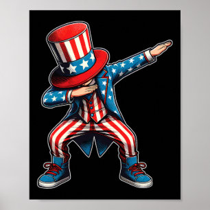 Poster Enfants Dabbing Boy American Drapeau Us Patriotiqu