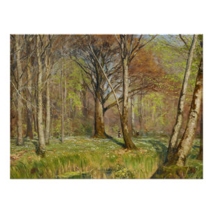 Poster Enfants dans la forêt printanière H.A. Brendekilde