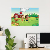 Poster Enfants Dans Une Ferme (Bureau à domicile)