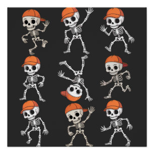 Poster Enfants Danse Squelette Halloween