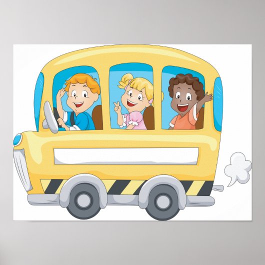 Poster Enfants d'autobus scolaire de dessin animé (Devant)