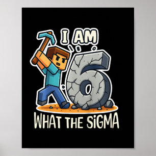 Poster Enfants de 6 ans Sigma Pixel Art Mineur Anniversai