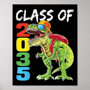 Poster Enfants de la promotion 2035 T Rex dinosaure Premi