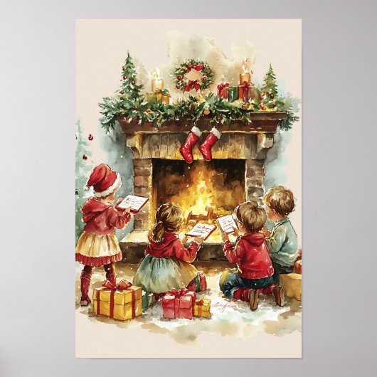 Poster Enfants de Noël Rétro Nostalgiques (Devant)