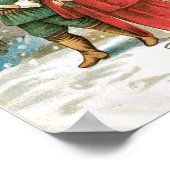 Poster Enfants de Noël Vintage dans la neige (Coin)