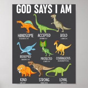 Poster Enfants Dieu dit que je suis un dinosaure drôle Di