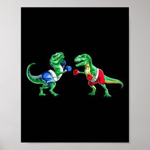 Poster Enfants Dinosaure Boxe T Rex T Chemise Gants Cadea