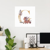 Poster Enfants Dragon Nom personnalisé Monogram G Nurserr (Bureau à domicile)