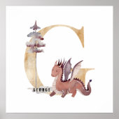 Poster Enfants Dragon Nom personnalisé Monogram G Nurserr (Devant)
