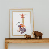 Poster Enfants Dragon Nom personnalisé Monogram J Nursery