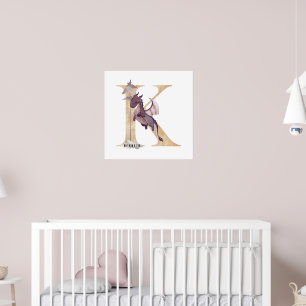 Poster Enfants Dragon Nom personnalisé Monogram K Nursery