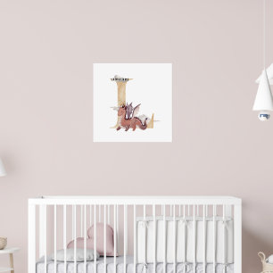 Poster Enfants Dragon Nom personnalisé Monogram L Nursery