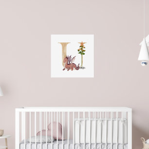 Poster Enfants Dragon Nom personnalisé Monogram U Nursery