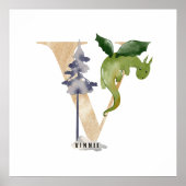 Poster Enfants Dragon Nom personnalisé Monogram V Nursery (Devant)