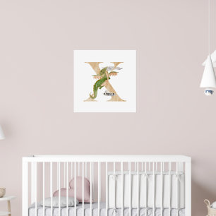 Poster Enfants Dragon Nom personnalisé Monogram X Nursery