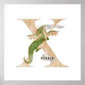 Poster Enfants Dragon Nom personnalisé Monogram X Nursery (Devant)