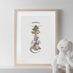 Poster Enfants Dragon Nom personnalisé Monogramme I Nurse