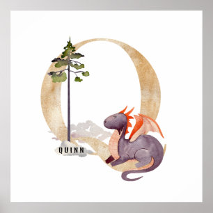 Poster Enfants Dragon Nom personnalisé Monogramme Q Nurse