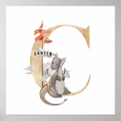 Poster Enfants Dragon Nom sur mesure Monogram C Nurserroo (Devant)
