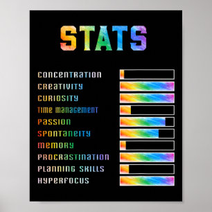 Poster Enfants drôles avec des stats Adhd Neurodiversité 