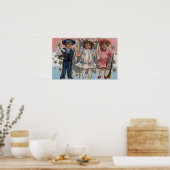 Poster Enfants en bleu, blanc et rose (Cuisine)