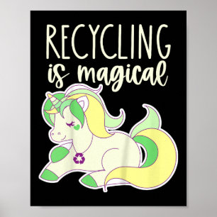 Poster Enfants Enfants Jour des terres Recyclage Unicorn