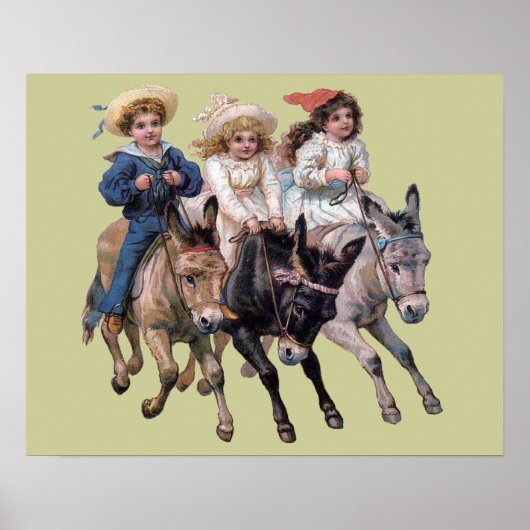 Poster Enfants et chevaux victoriens (Devant)