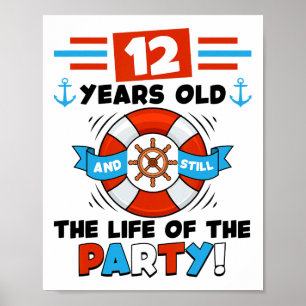 Poster Enfants fêtant leurs 12 ans à bord d'un bateau de