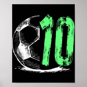 Poster Enfants Football 10 ans garçon fête d'anniversaire