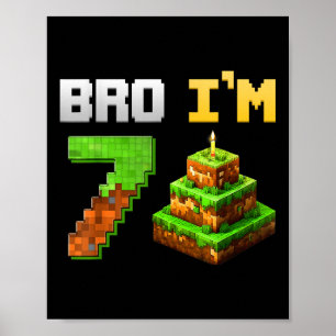 Poster Enfants Garçon Son 7ème Anniversaire Jeu de Bro Pi