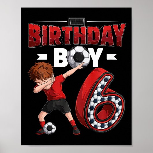 Poster Enfants garçons faisant le dab 6 ans joueur de foo (Devant)