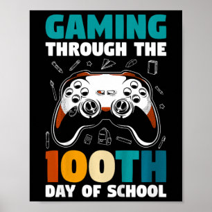 Poster Enfants Garçons Gamer Jouer Tout Au Long Du 100E J
