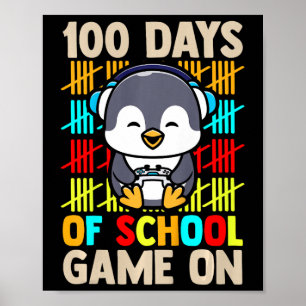Poster Enfants Garçons Joueur 100 Jours De Jeux D'École S
