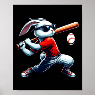 Poster Enfants garçons lapin de Pâques heureux jouant au
