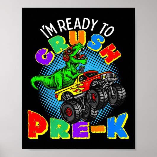 Poster Enfants Je suis prêt à écraser Pré K Dinosaur Mons (Devant)