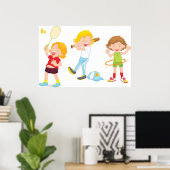 Poster Enfants Jouant Au Sport (Bureau à domicile)
