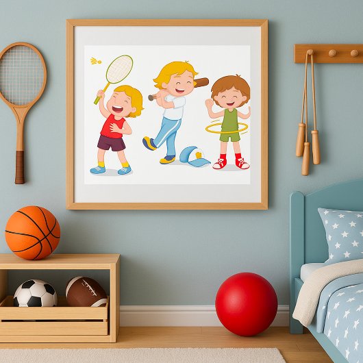 Poster Enfants Jouant Au Sport