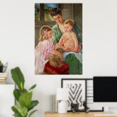 Poster Enfants jouant avec un chien par Mary Cassatt (Bureau à domicile)