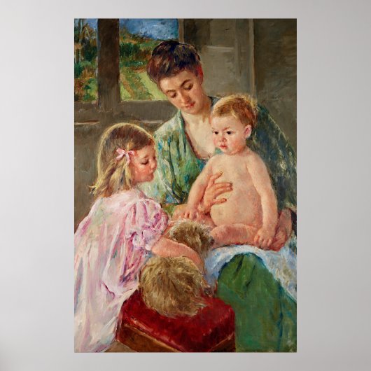 Poster Enfants jouant avec un chien par Mary Cassatt (Devant)