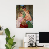 Poster Enfants jouant avec un chien par Mary Cassatt (Bureau à domicile)