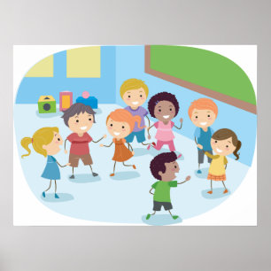 Poster Enfants Jouant Dans La Salle De Classe