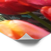 Poster Enfants jouant dans le jardin coloré des tulipes (Coin)