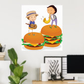 Poster Enfants jouant de la musique sur des cheeseburgers (Bureau à domicile)