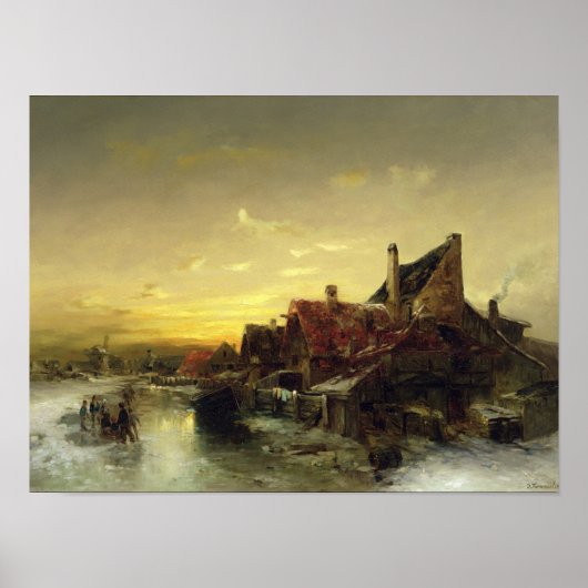 Poster Enfants jouant sur la glace (Devant)